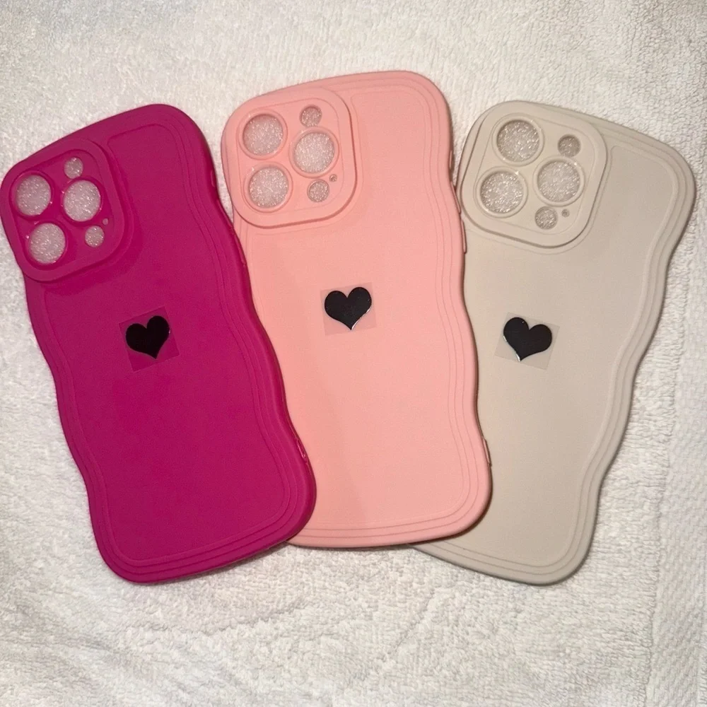 Set of 3 Soft Silicone Cases for iPhone 15 Pro Max - Pink, Peach and White -